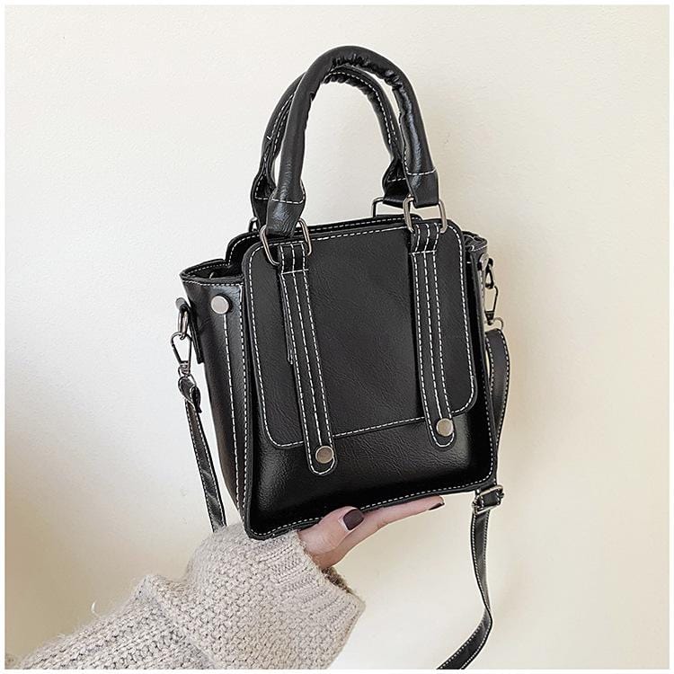 Contrast Stitch Top Handle Bag - Image 5