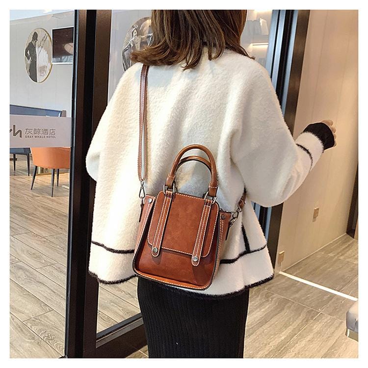 Contrast Stitch Top Handle Bag - Image 6