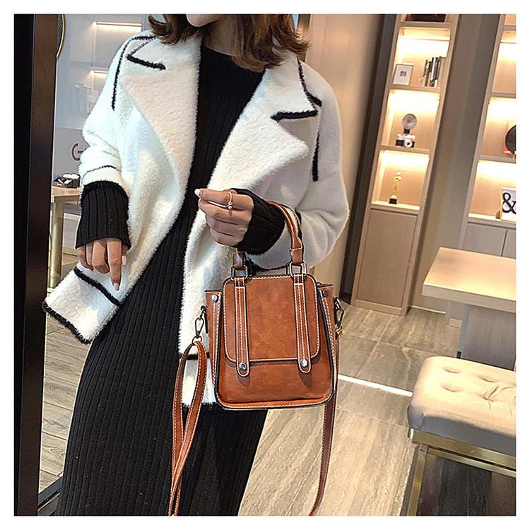 Contrast Stitch Top Handle Bag - Image 7