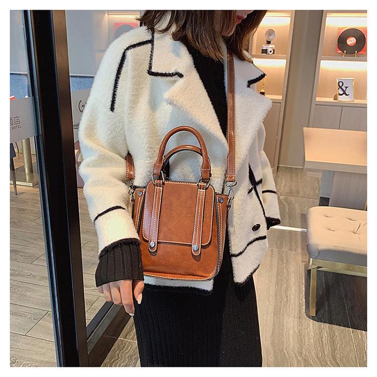 Contrast Stitch Top Handle Bag - Image 8