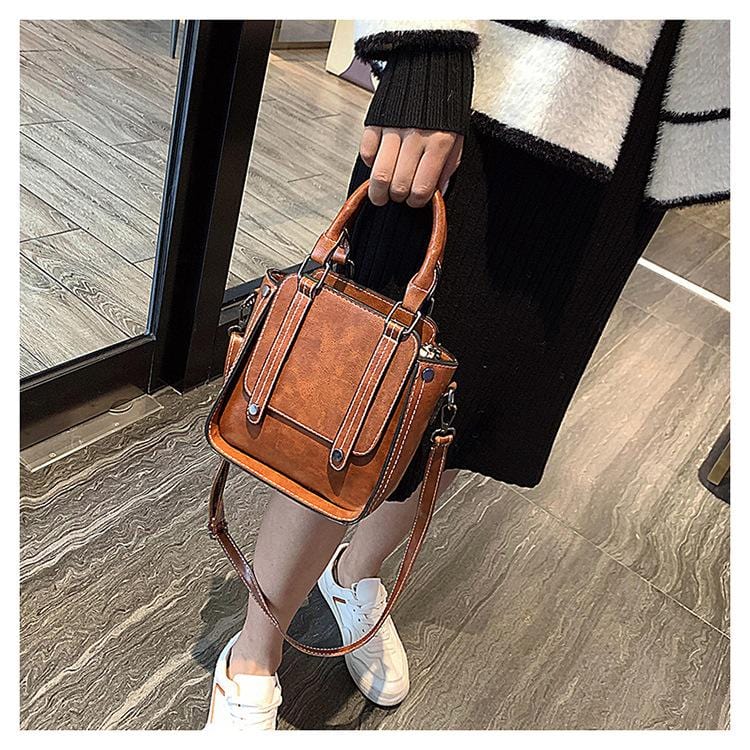 Contrast Stitch Top Handle Bag - Image 9