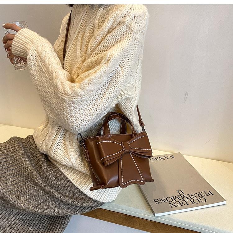Contrast Stitching Giant Bow Bag - Image 10