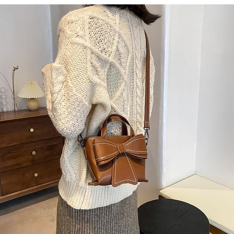 Contrast Stitching Giant Bow Bag - Image 12