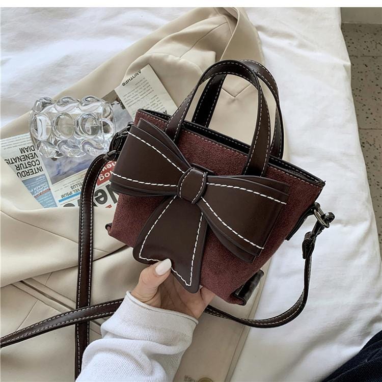 Contrast Stitching Giant Bow Bag - Image 13