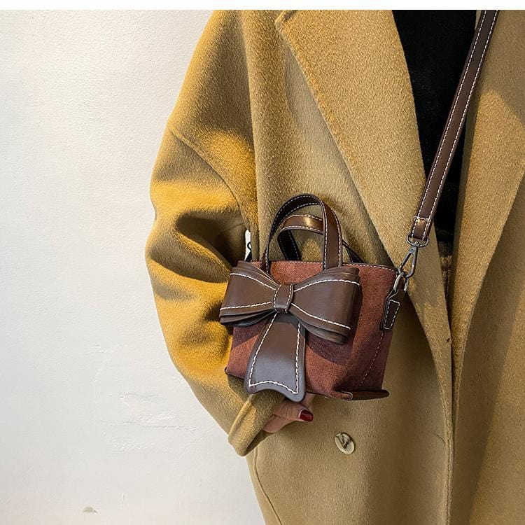 Contrast Stitching Giant Bow Bag - Image 14