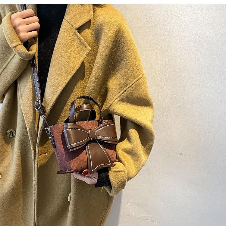 Contrast Stitching Giant Bow Bag - Image 15