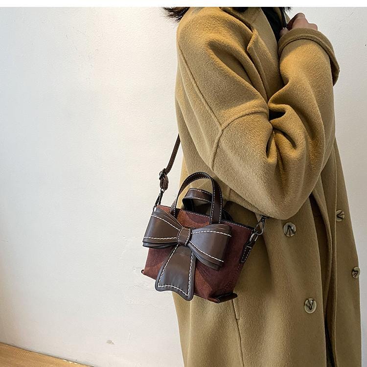 Contrast Stitching Giant Bow Bag - Image 17