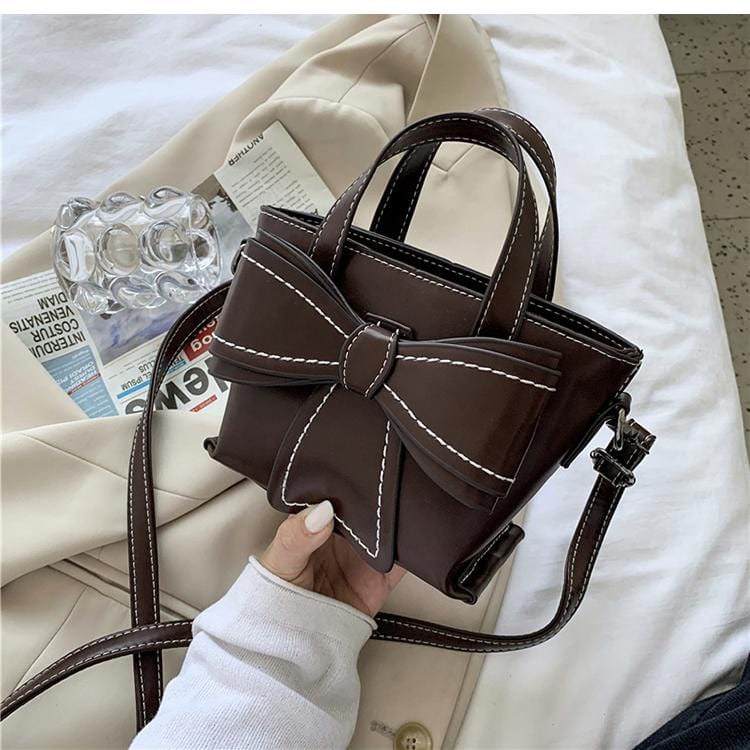 Contrast Stitching Giant Bow Bag - Image 3