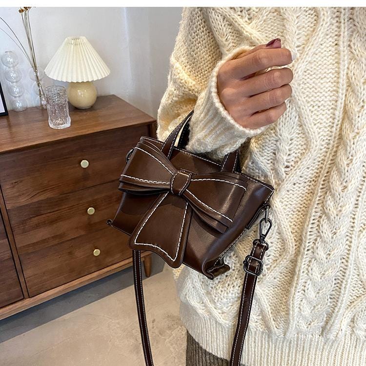 Contrast Stitching Giant Bow Bag - Image 4