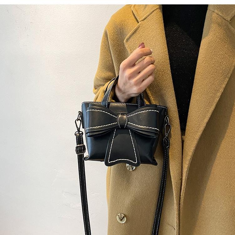 Contrast Stitching Giant Bow Bag - Image 8