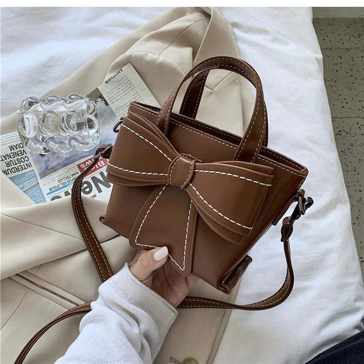 Contrast Stitching Giant Bow Bag - Image 9