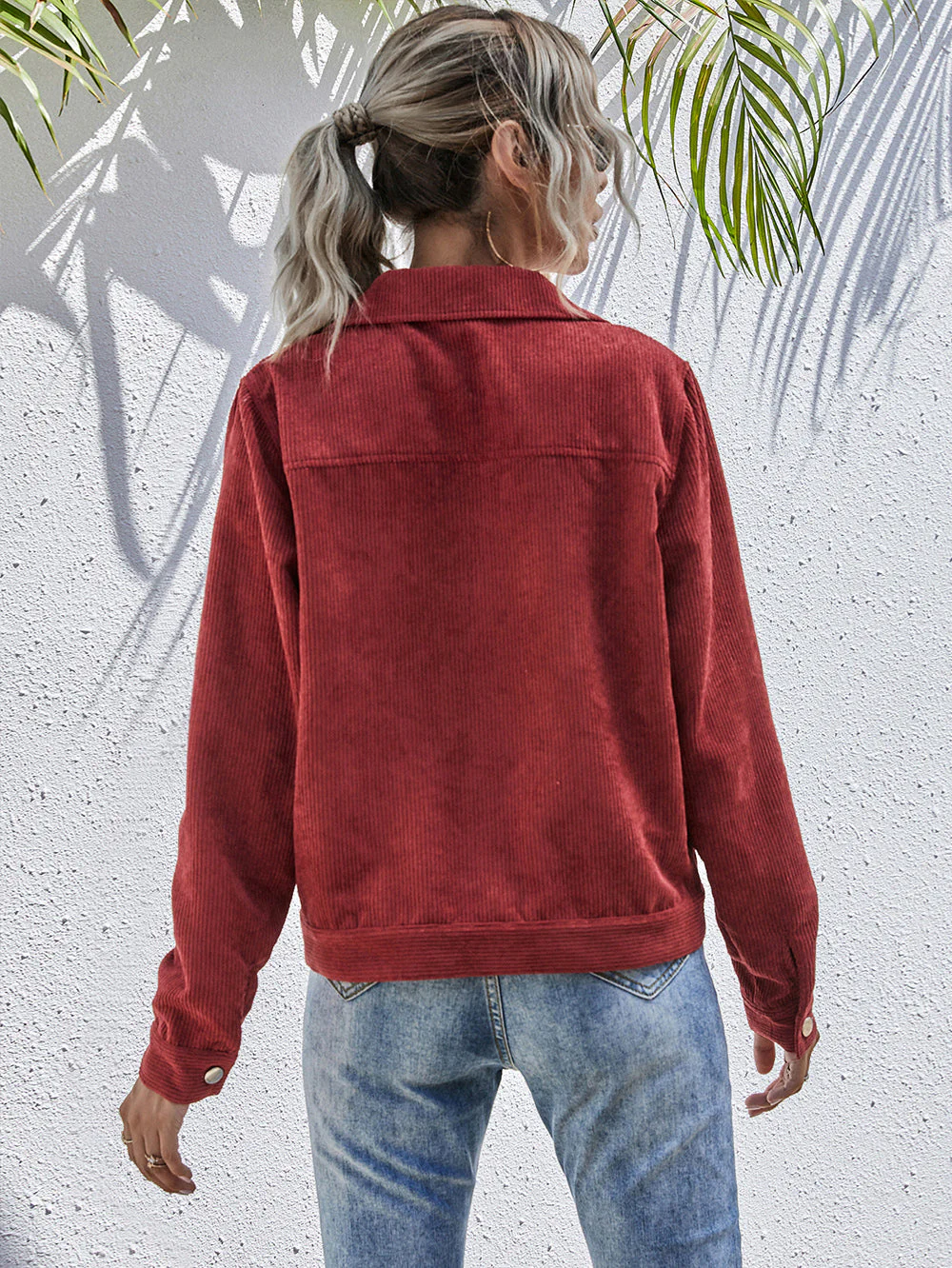 Corduroy Button Collared Jacket - Image 4