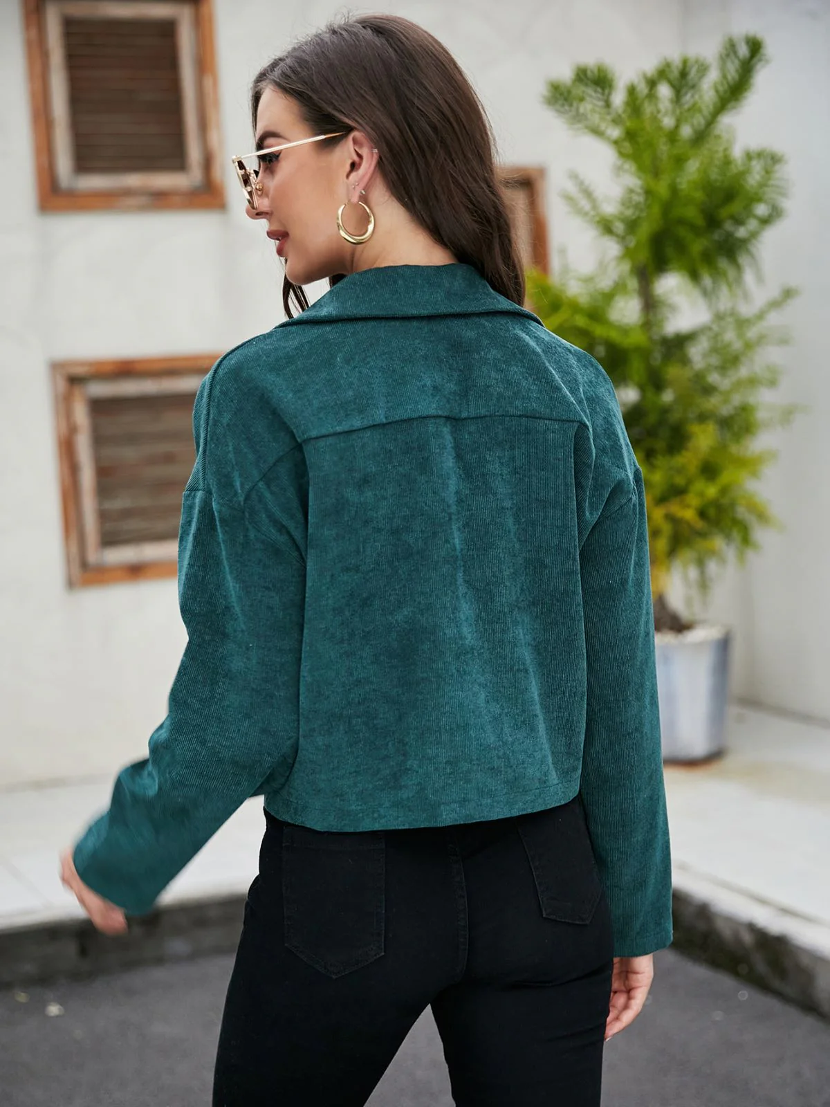 Corduroy Textured Cropped Jacket - Image 5