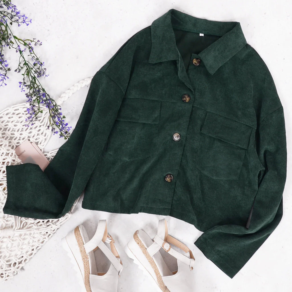Corduroy Textured Cropped Jacket - Image 6
