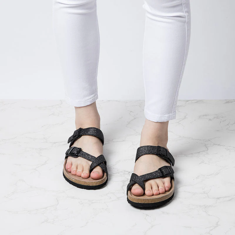 Double Buckle Cork Footbed Slippers - Image 12