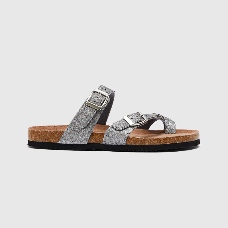 Double Buckle Cork Footbed Slippers - Image 2