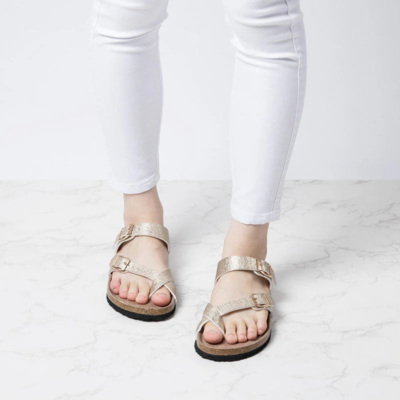 Double Buckle Cork Footbed Slippers - Image 8