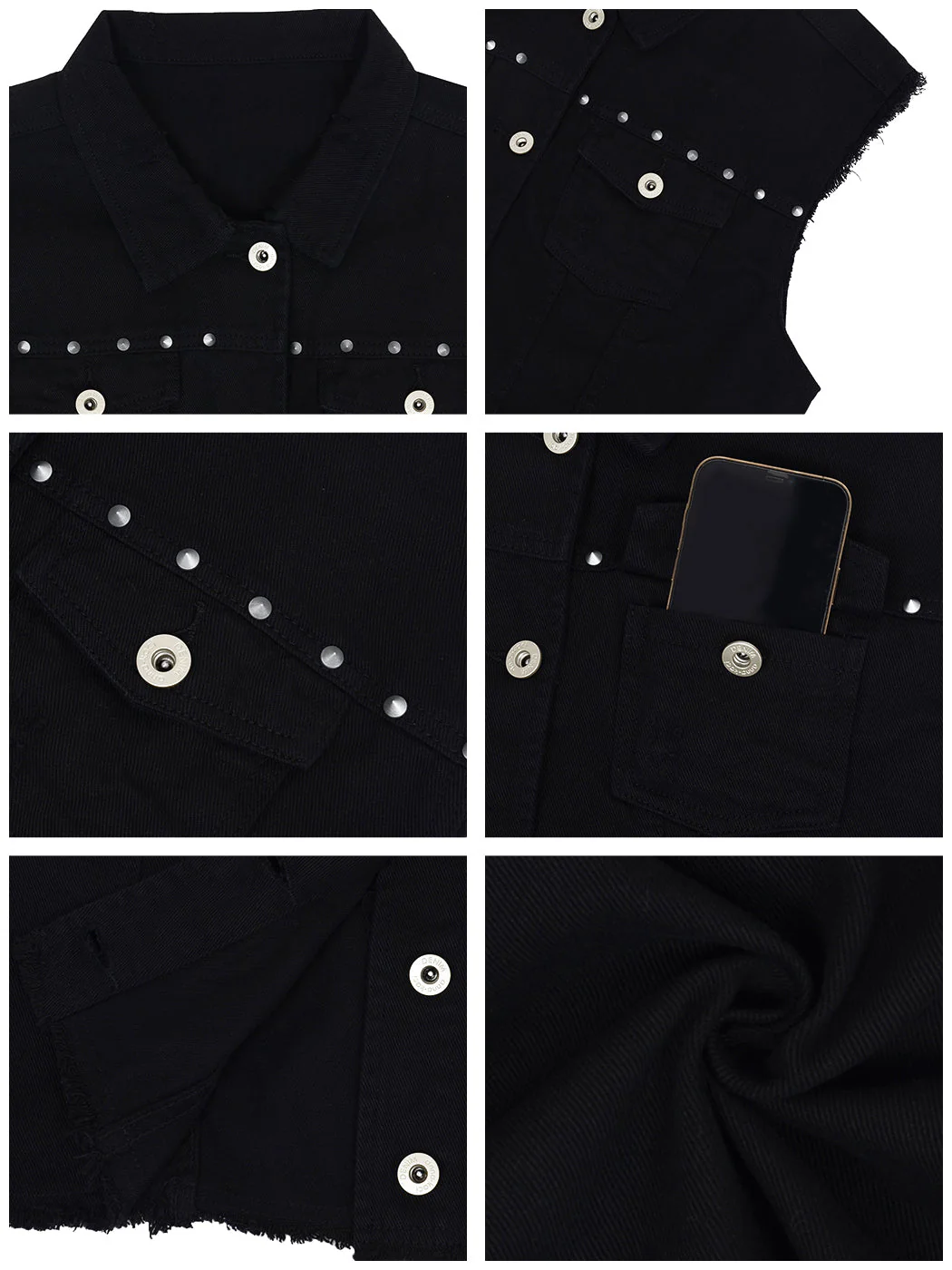 Cotton Denim Cropped Vest - Image 6