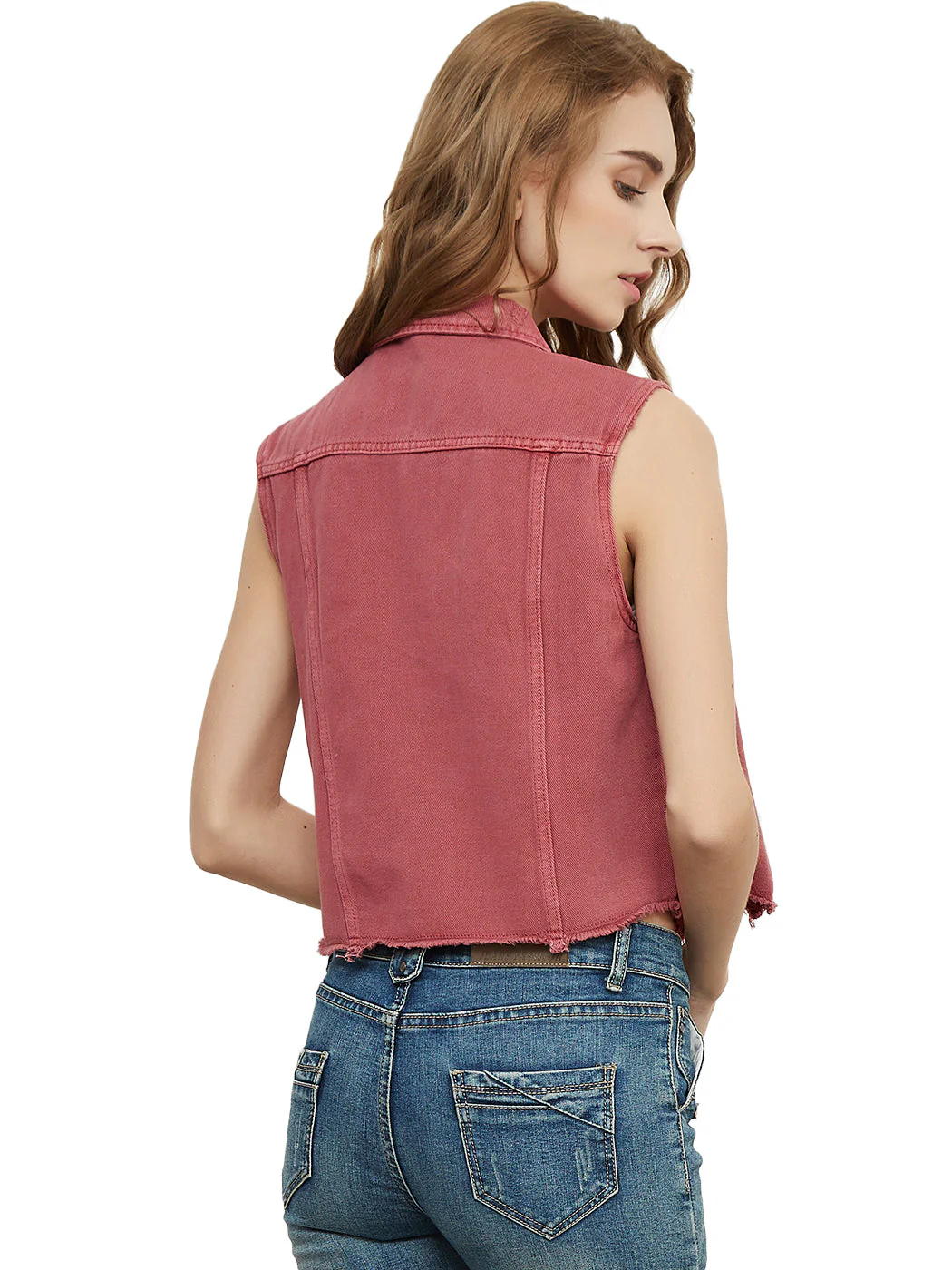 Cotton Denim Cropped Vest - Image 9
