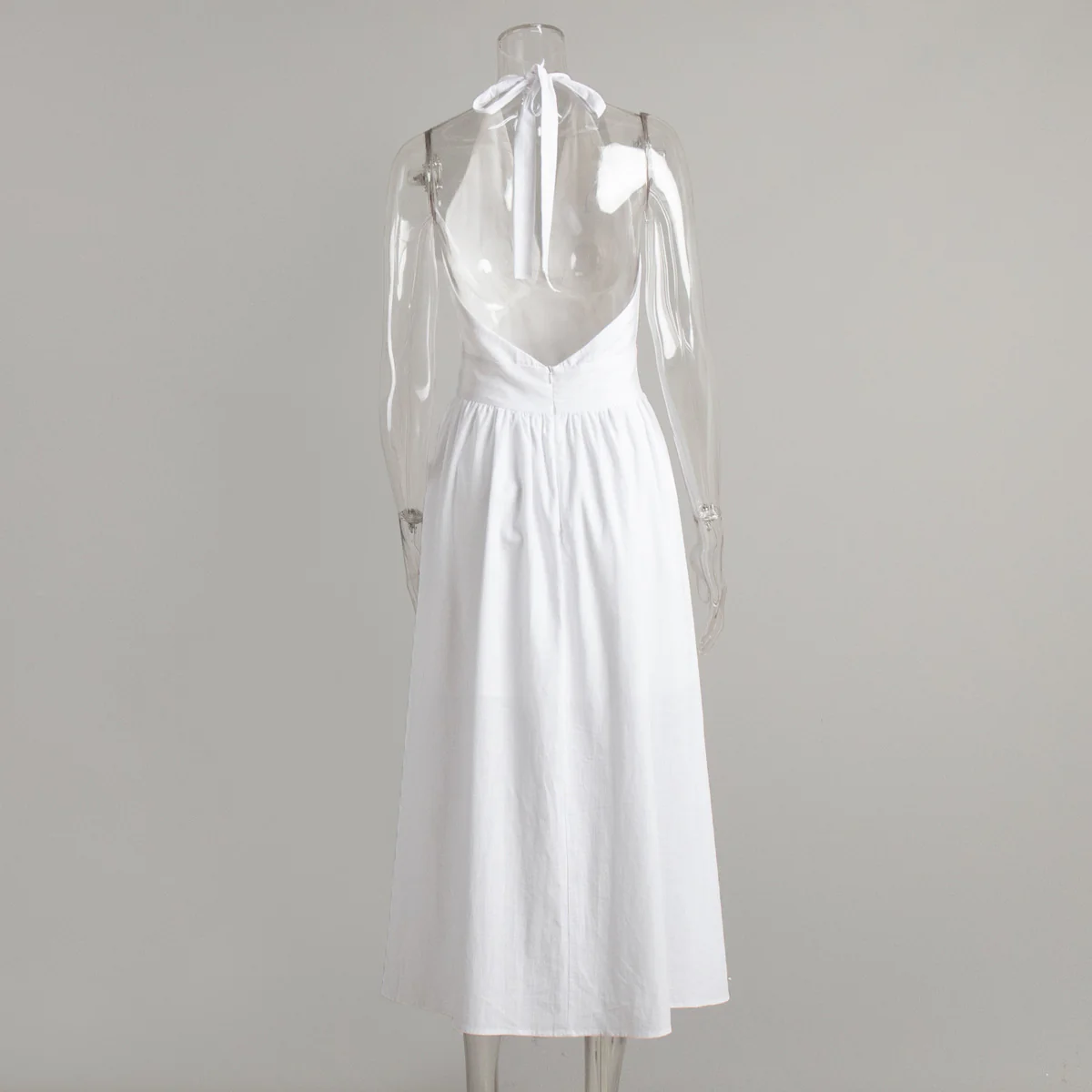 Cotton Waist V-Veck Tie-Down Dress - Image 6