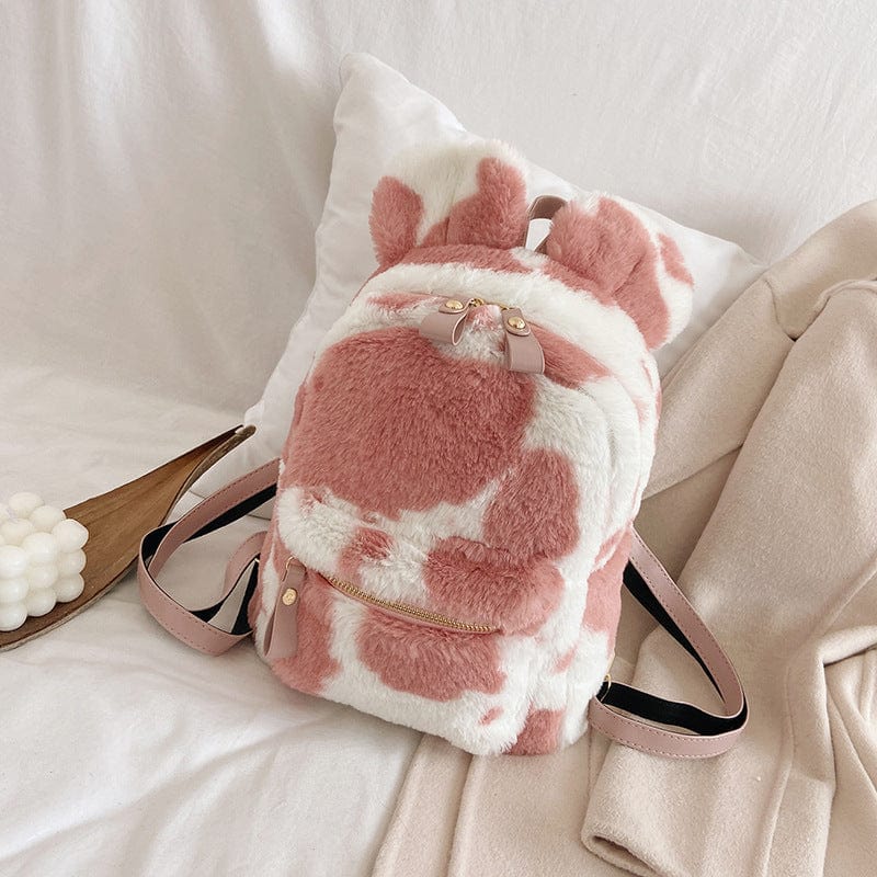 Cow Print Mouse Ears Furry Backpack - Image 7