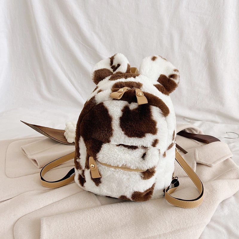 Cow Print Mouse Ears Furry Backpack - Image 9