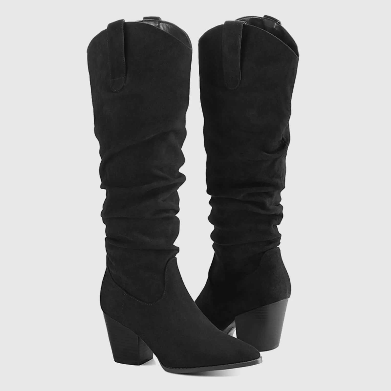 Cowboy Pull On Wide Calf Slouchy Boots - Image 15