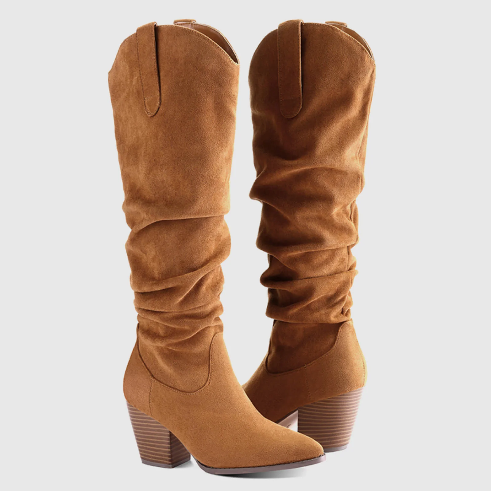 Cowboy Pull On Wide Calf Slouchy Boots - Image 7