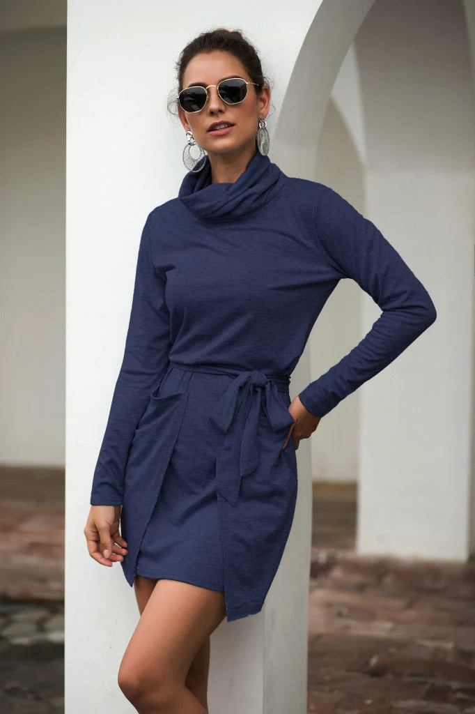 Cowl Neck Long Sleeve Dress - Image 13