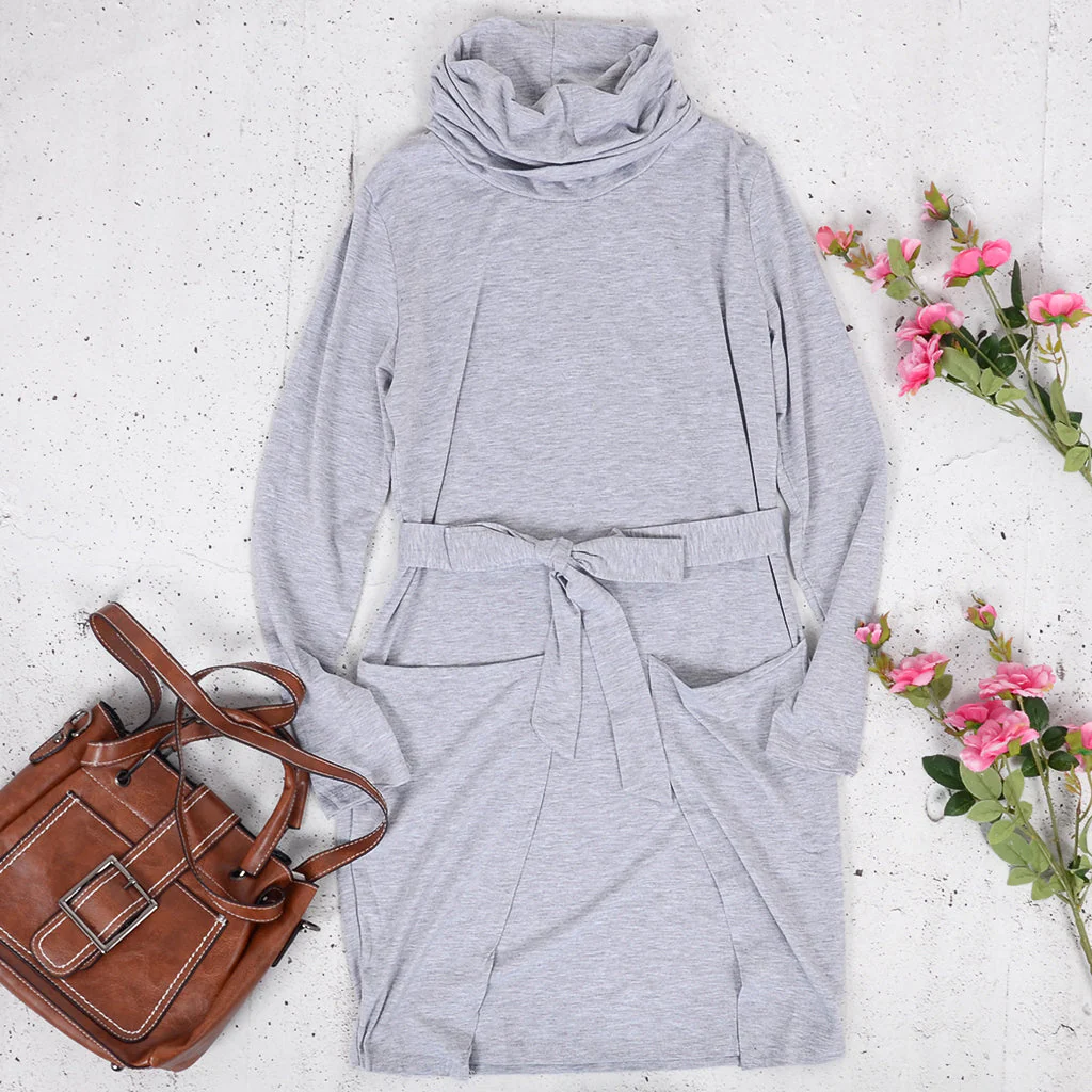 Cowl Neck Long Sleeve Dress - Image 6