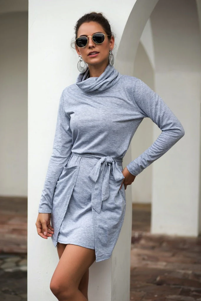Cowl Neck Long Sleeve Dress - Image 7