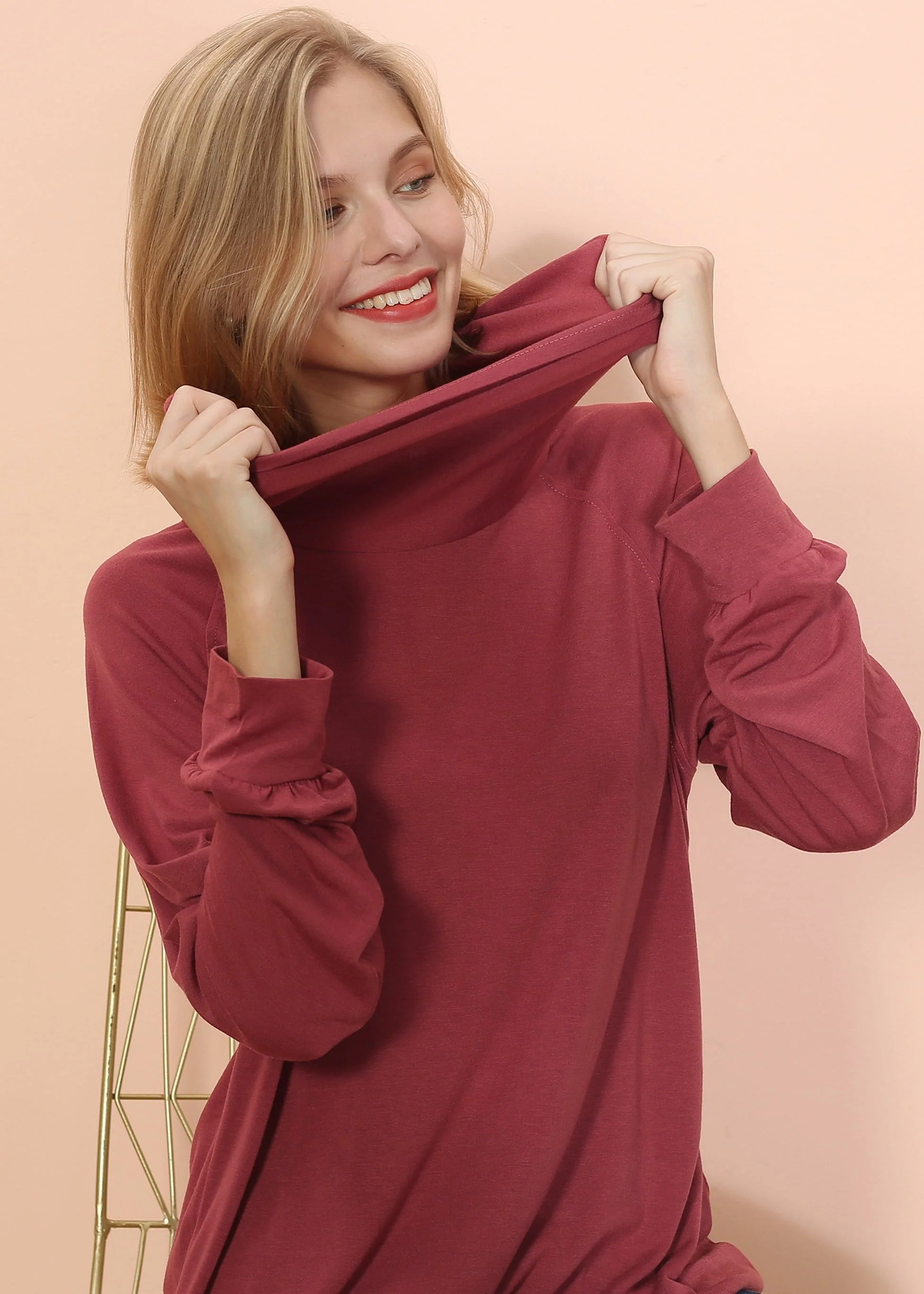 Cowl Neck Long Sleeve Pullover - Image 4