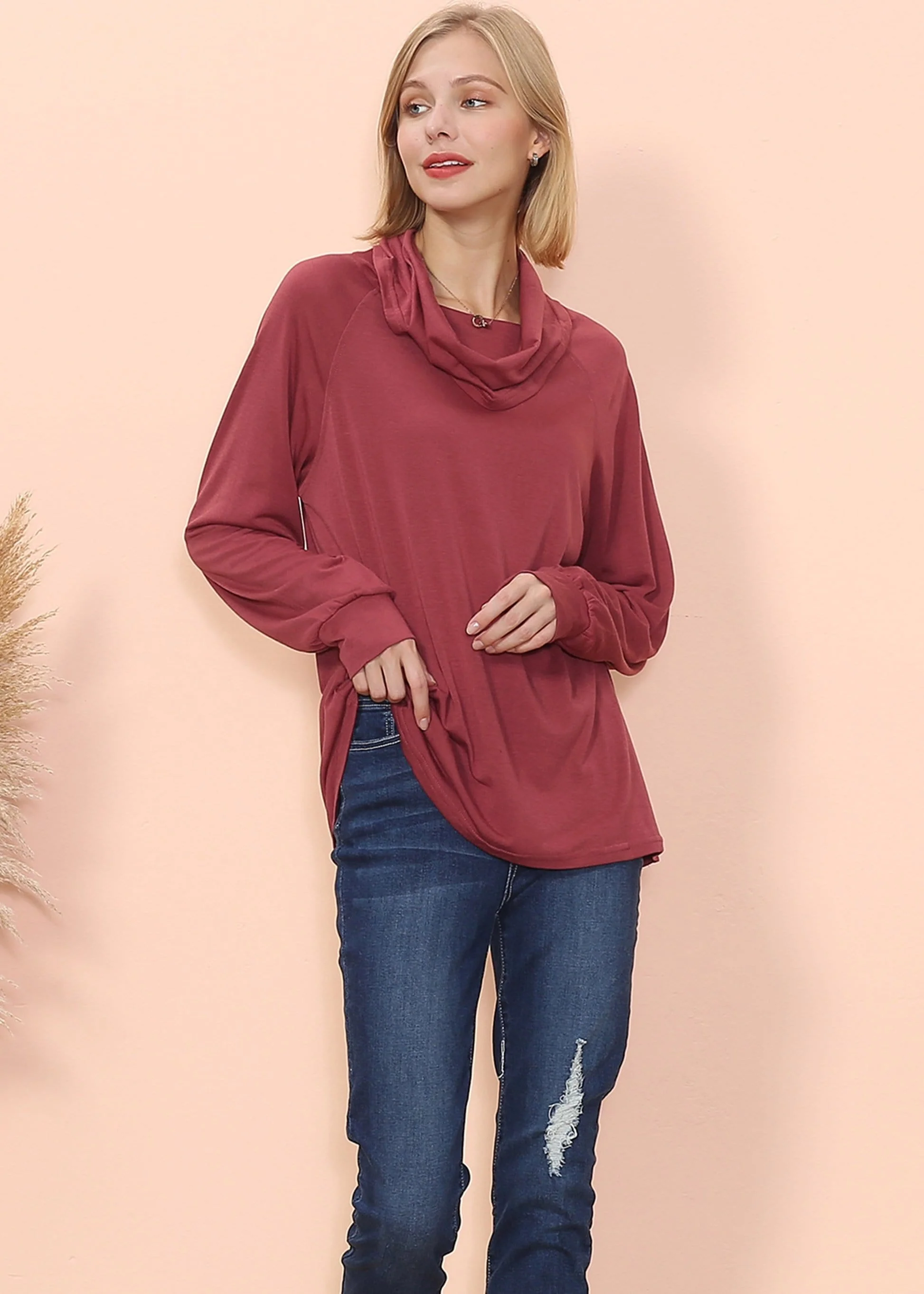 Cowl Neck Long Sleeve Pullover - Image 8