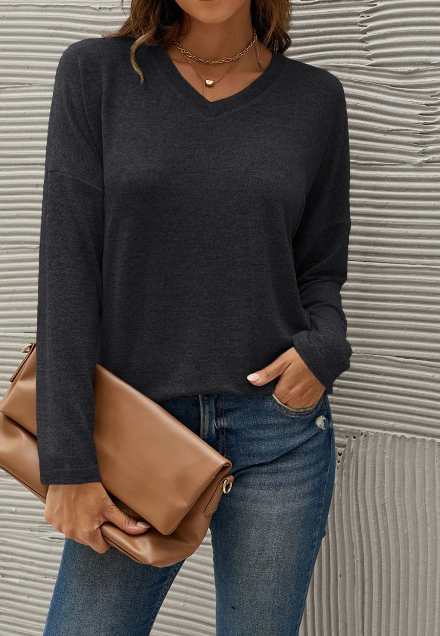 Cozy Drop Shoulder Basic Sweater - Image 25