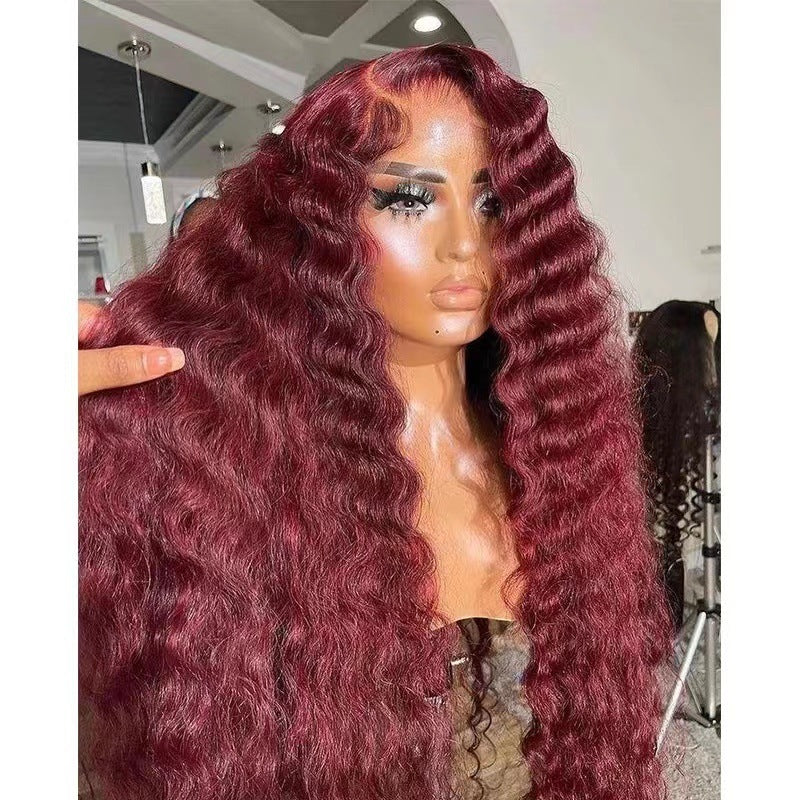Creative And Versatile Wine Red Long Front Lace Wig - Image 2