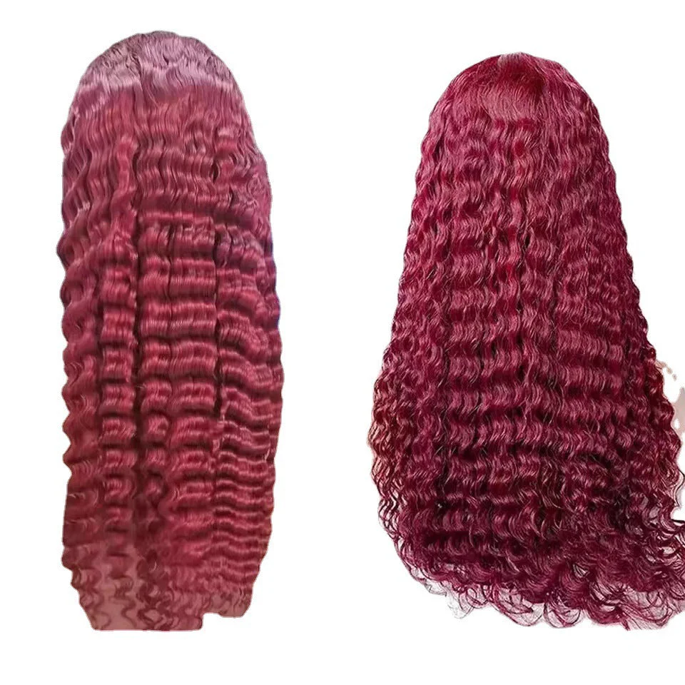 Creative And Versatile Wine Red Long Front Lace Wig - Image 5