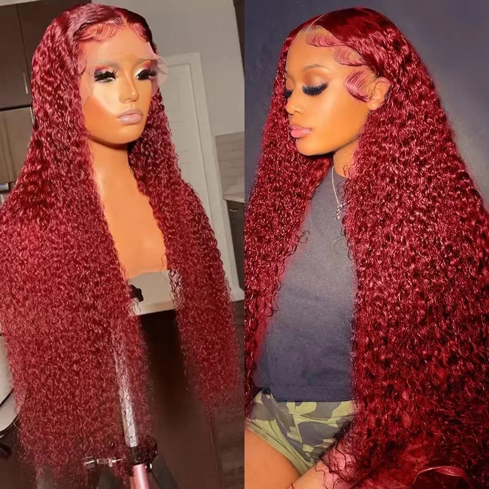 Creative And Versatile Wine Red Long Front Lace Wig - Image 7