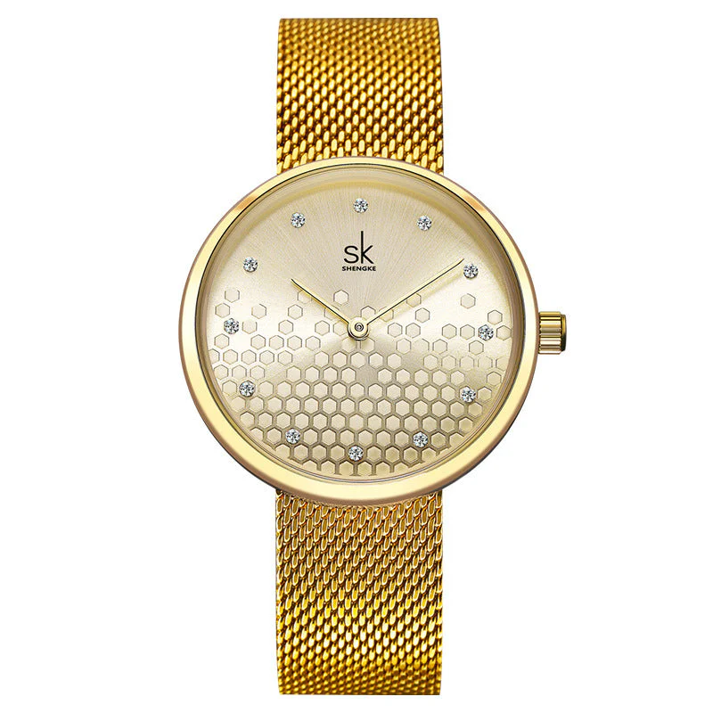 Creative Honeycomb Gold and Silver Ladies Watch