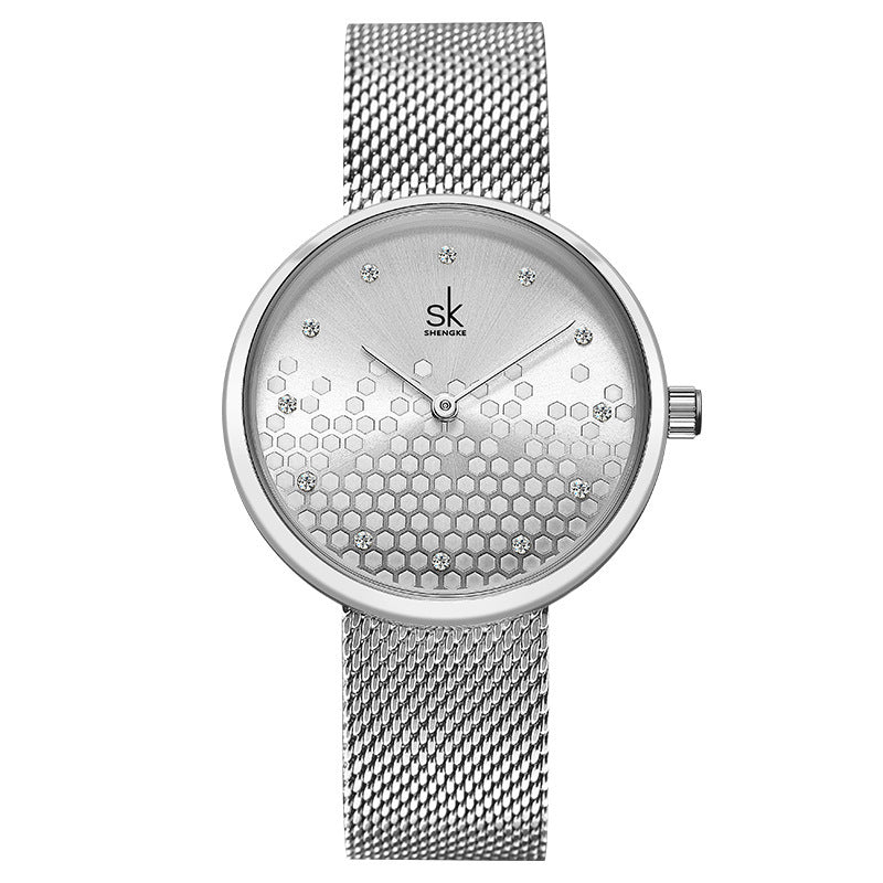 Creative Honeycomb Gold and Silver Ladies Watch - Image 2