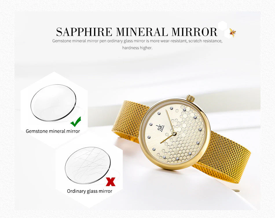 Creative Honeycomb Gold and Silver Ladies Watch - Image 3