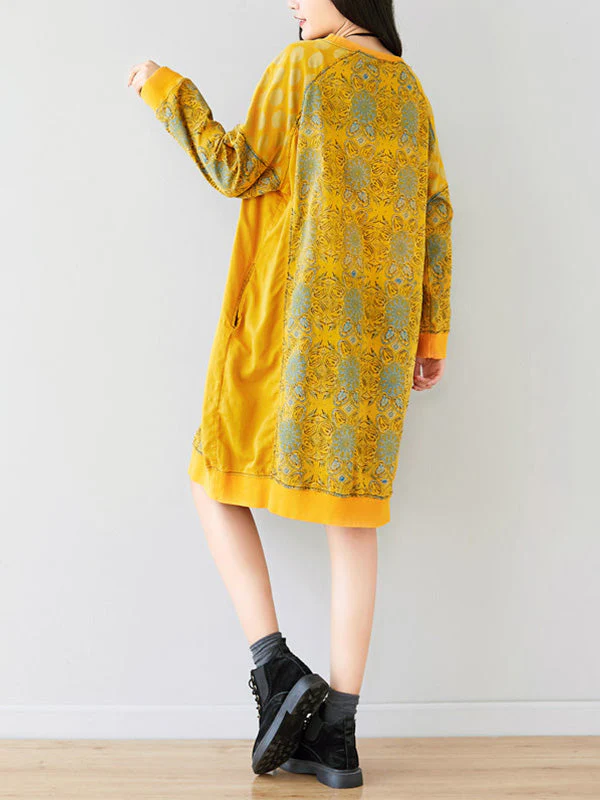 Crew Neck Printed Sweatshirt Dress - Image 11