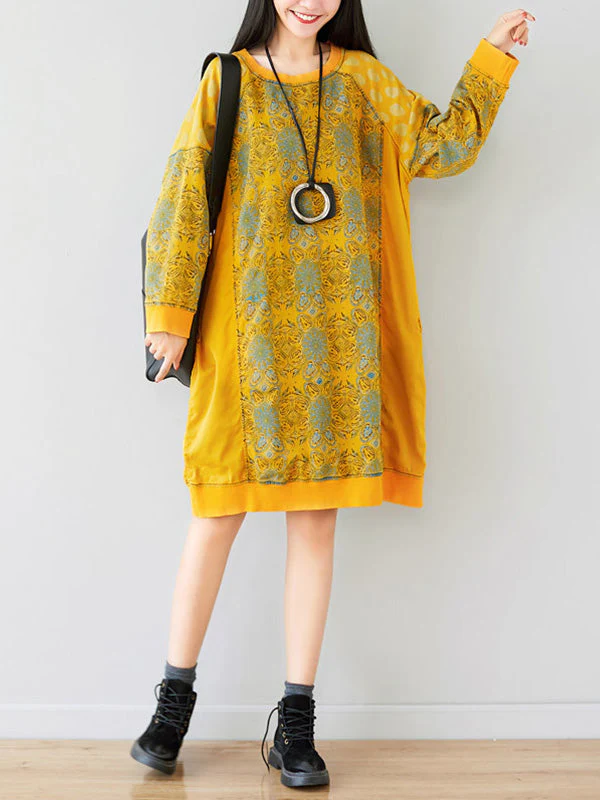 Crew Neck Printed Sweatshirt Dress - Image 12