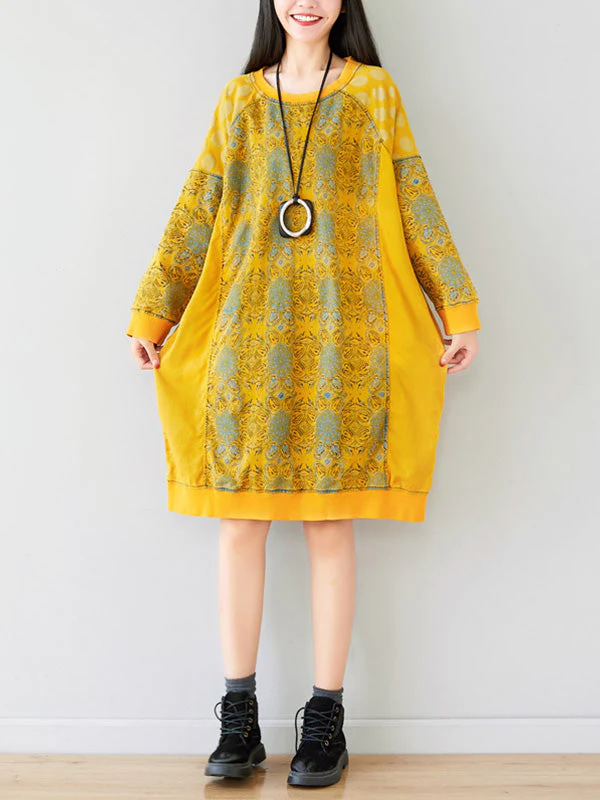 Crew Neck Printed Sweatshirt Dress - Image 3