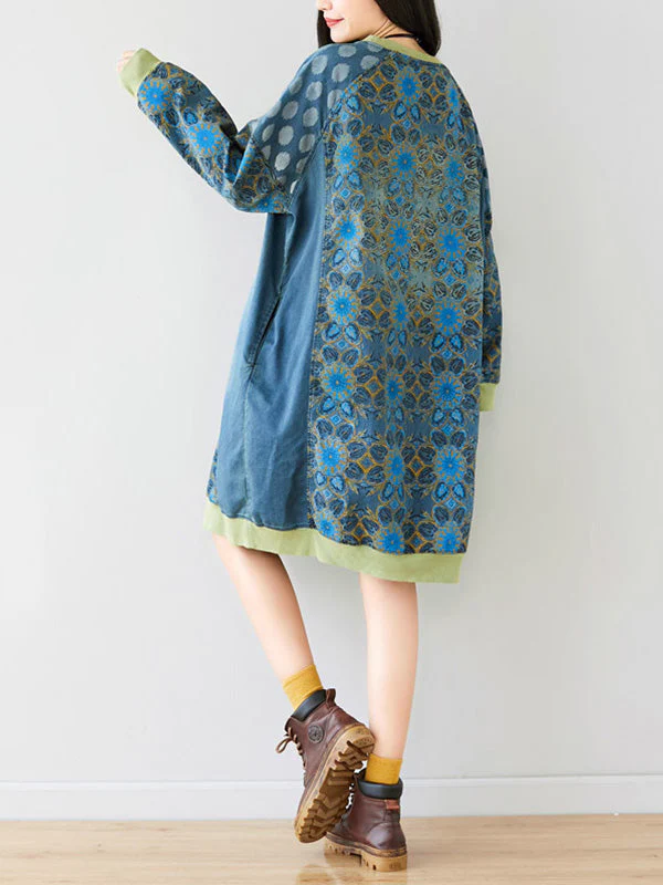 Crew Neck Printed Sweatshirt Dress - Image 7