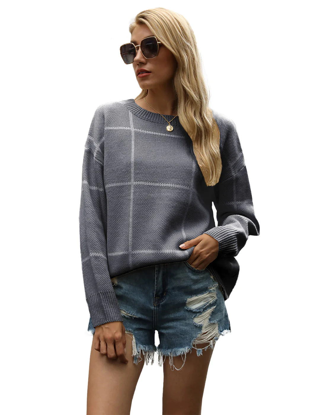 Crew Neck Ribbed Knit Pullover Sweater - Image 15