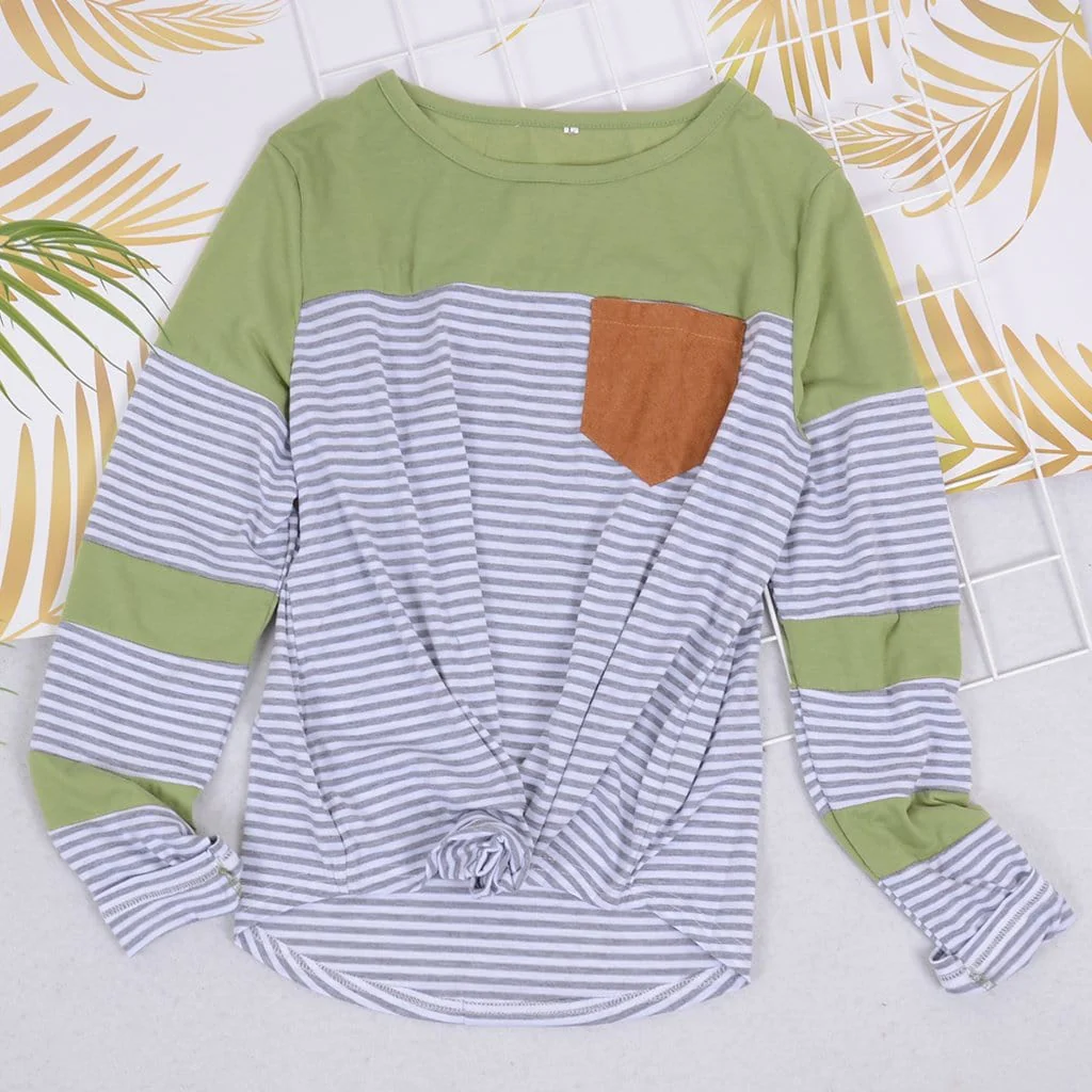 Crew Neck Striped Long Sleeve Tee - Image 14
