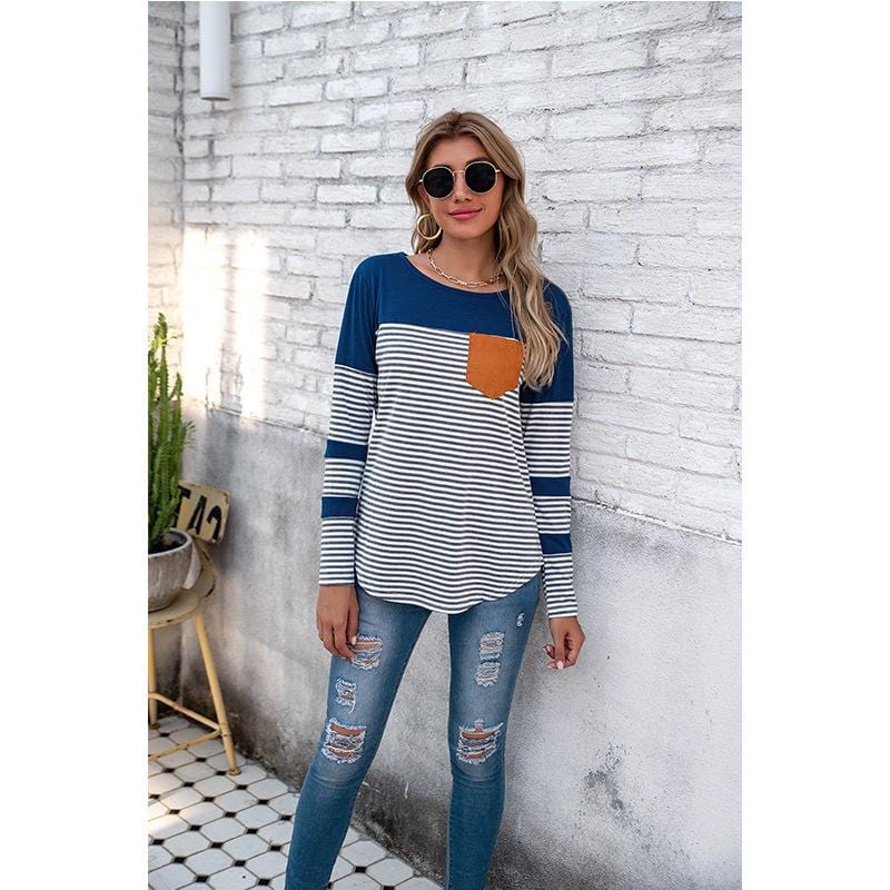 Crew Neck Striped Long Sleeve Tee - Image 9