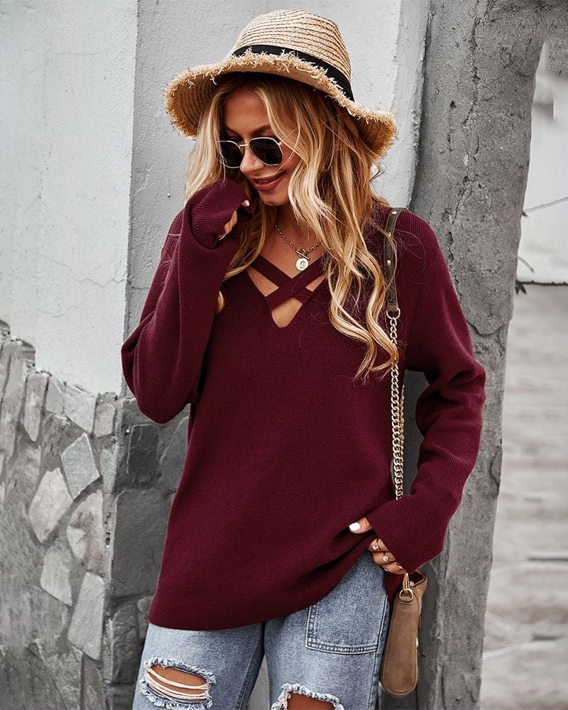 Criss Cross Front Knit Sweater - Image 2