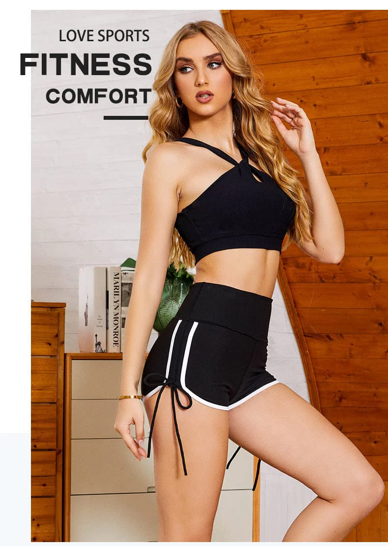 Criss Cross Front Sports Bra & Shorts Two Piece Workout Set - Image 8