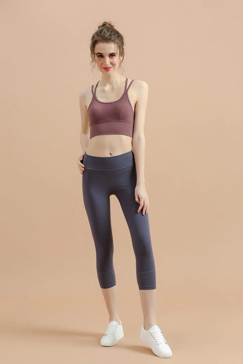 Criss Cross Open Back Fitness Sports Bra - Image 10